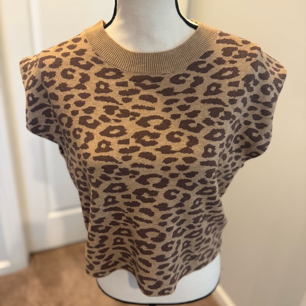 Maeve Animal Print Knit Top nwot
